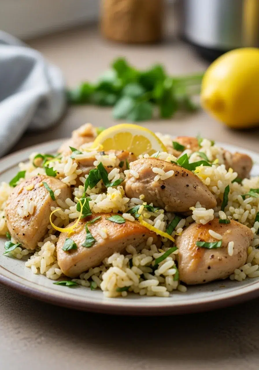 Slow Cooker Lemon Herb Chicken and Rice