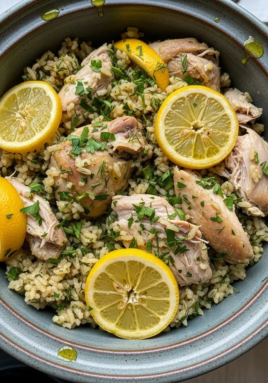 Slow Cooker Lemon Herb Chicken and Rice - cooking process