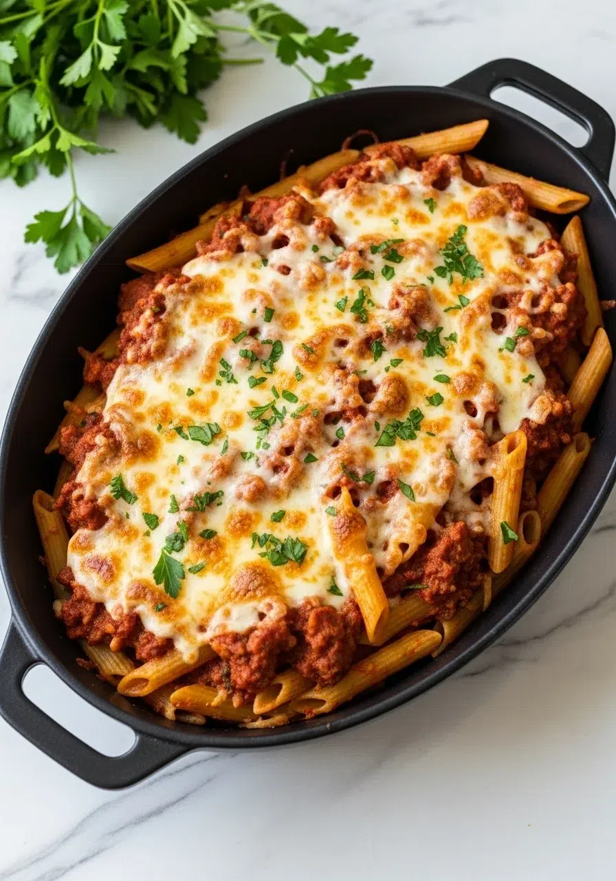 Savory Slow Cooker Baked Ziti: Easy Recipe - final dish
