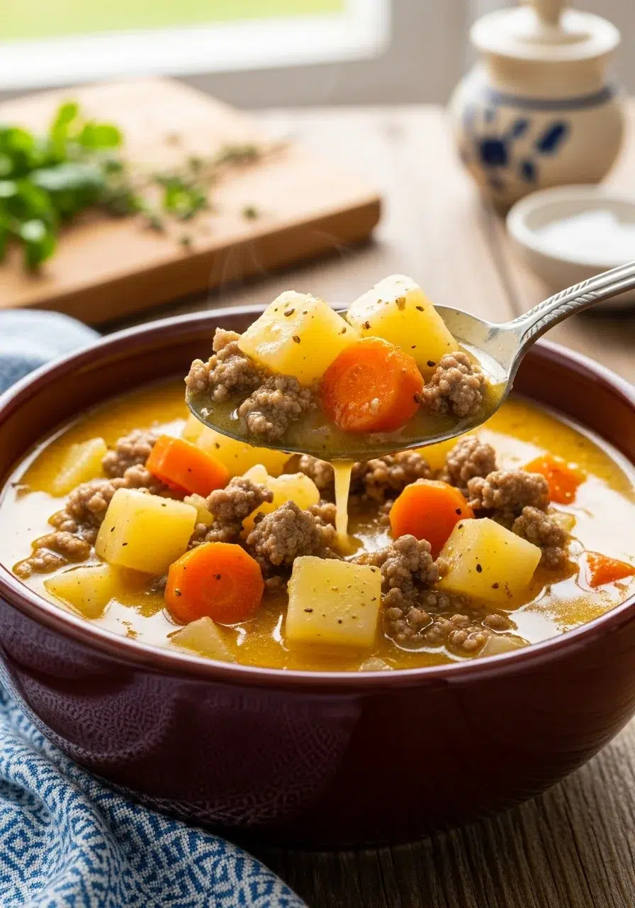 Crockpot Cheeseburger Soup: Easy Recipe - cooking process
