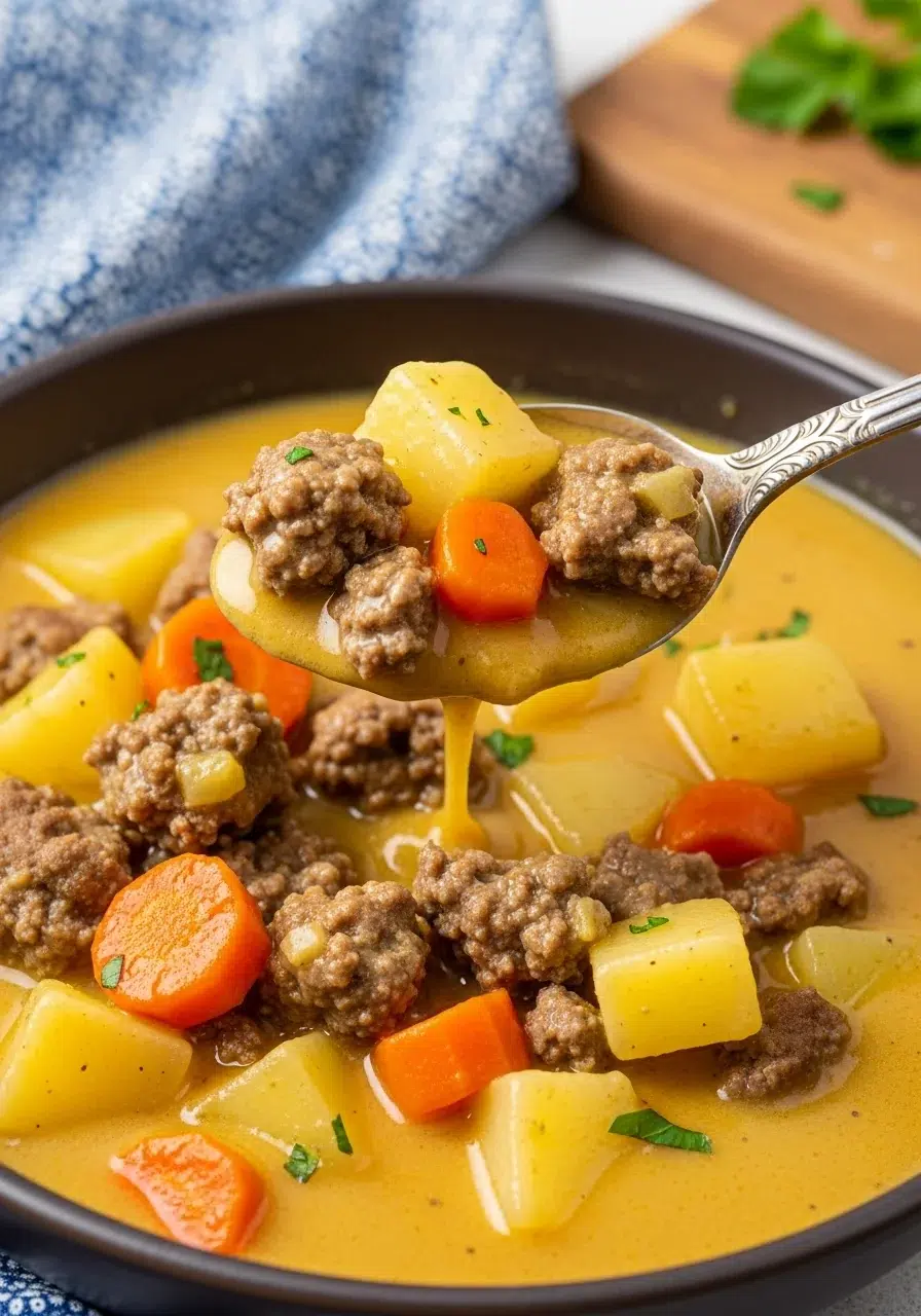 Crockpot Cheeseburger Soup: Easy Recipe - final dish