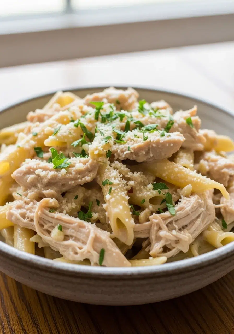 Crockpot Garlic Parmesan Chicken Pasta: Easy Recipe