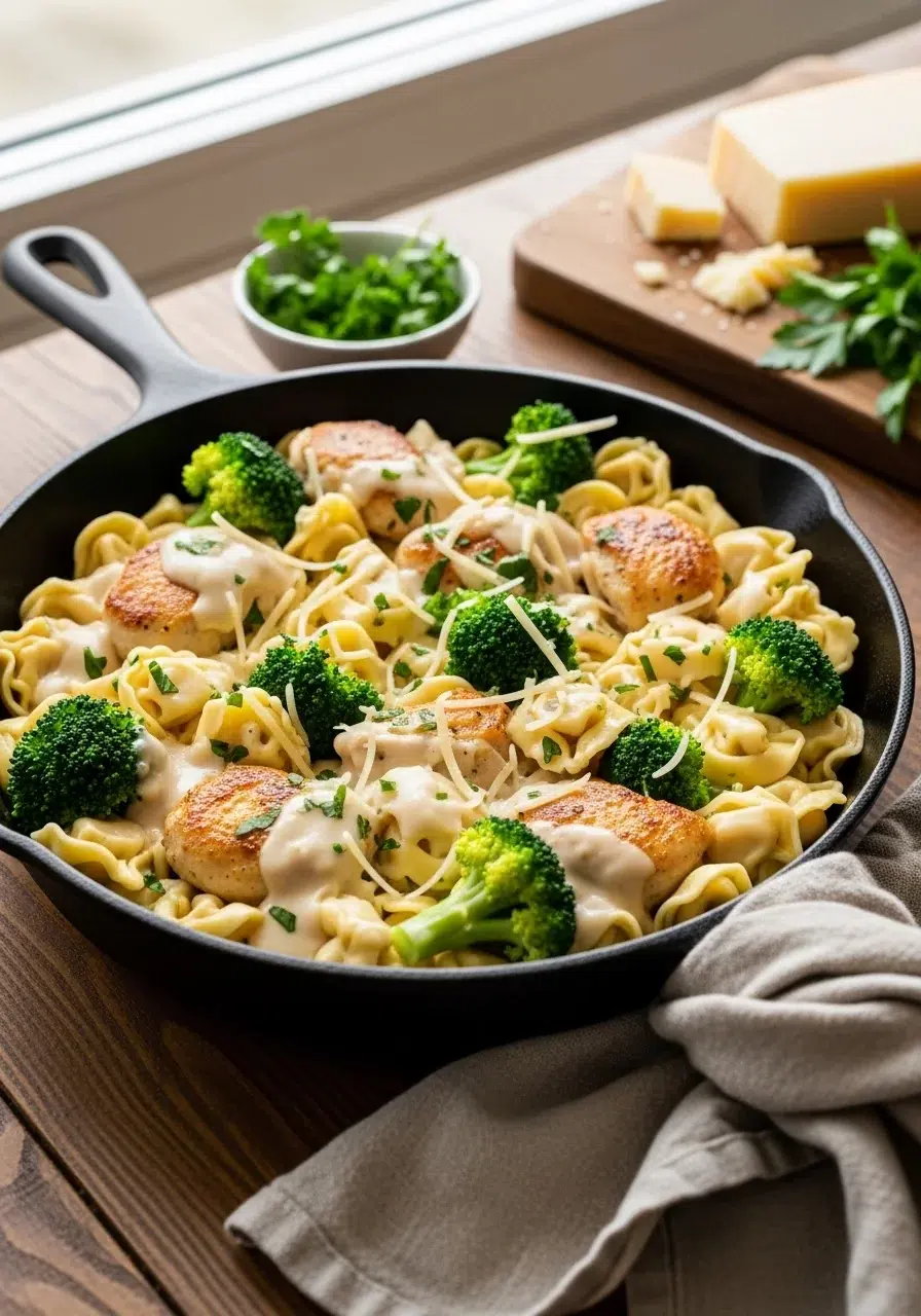 Creamy Chicken Tortellini with Broccoli Recipe - cooking process