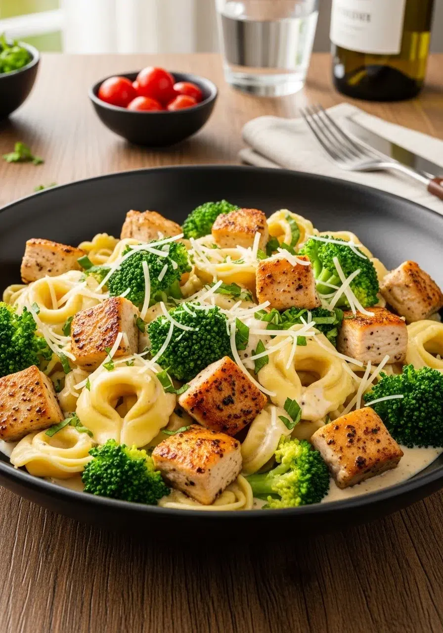 Creamy Chicken Tortellini with Broccoli Recipe - final dish