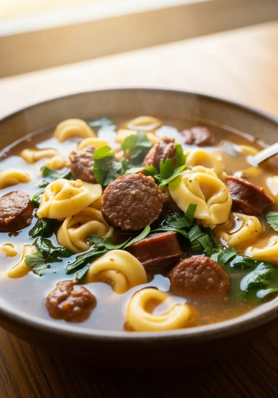 Beef Sausage & Tortellini Soup: Hearty Comfort