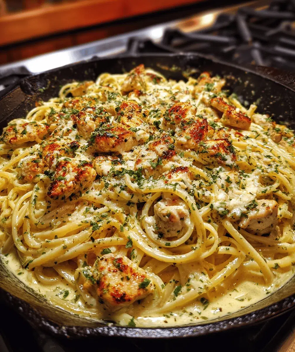 Creamy Garlic Butter Chicken Pasta Recipe - cooking process