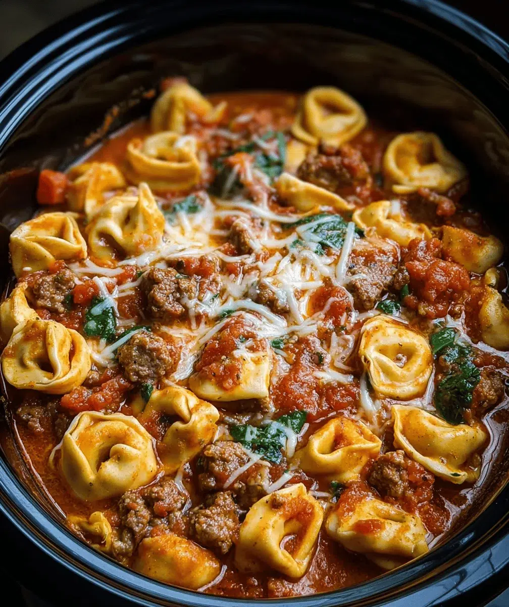 Crockpot Cheese Tortellini and Beef Sausage