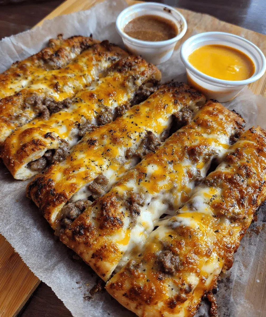 Philly Cheesesteak Stuffed Cheesy Breadsticks - cooking process