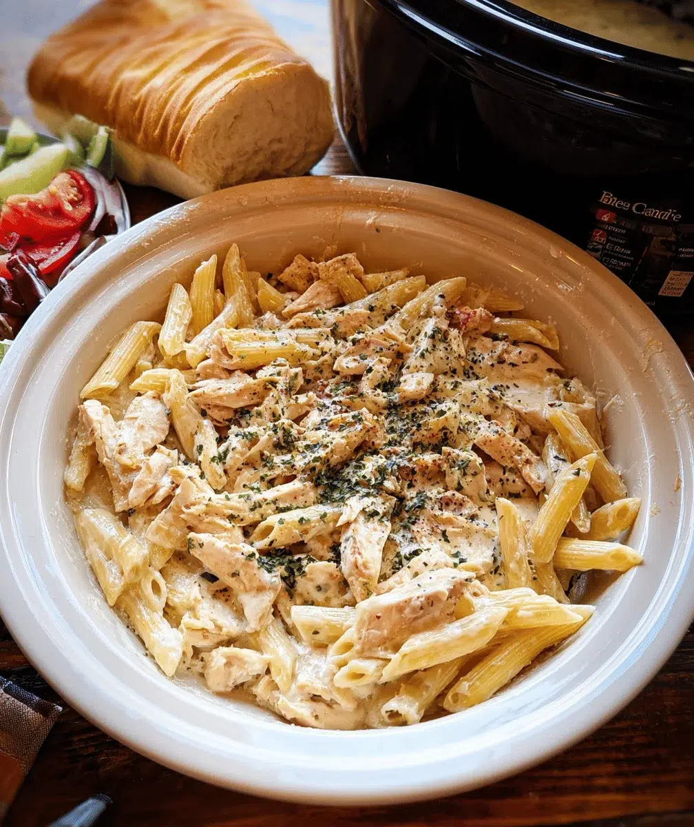 Slow Cooker Olive Garden Chicken Pasta Recipe - cooking process