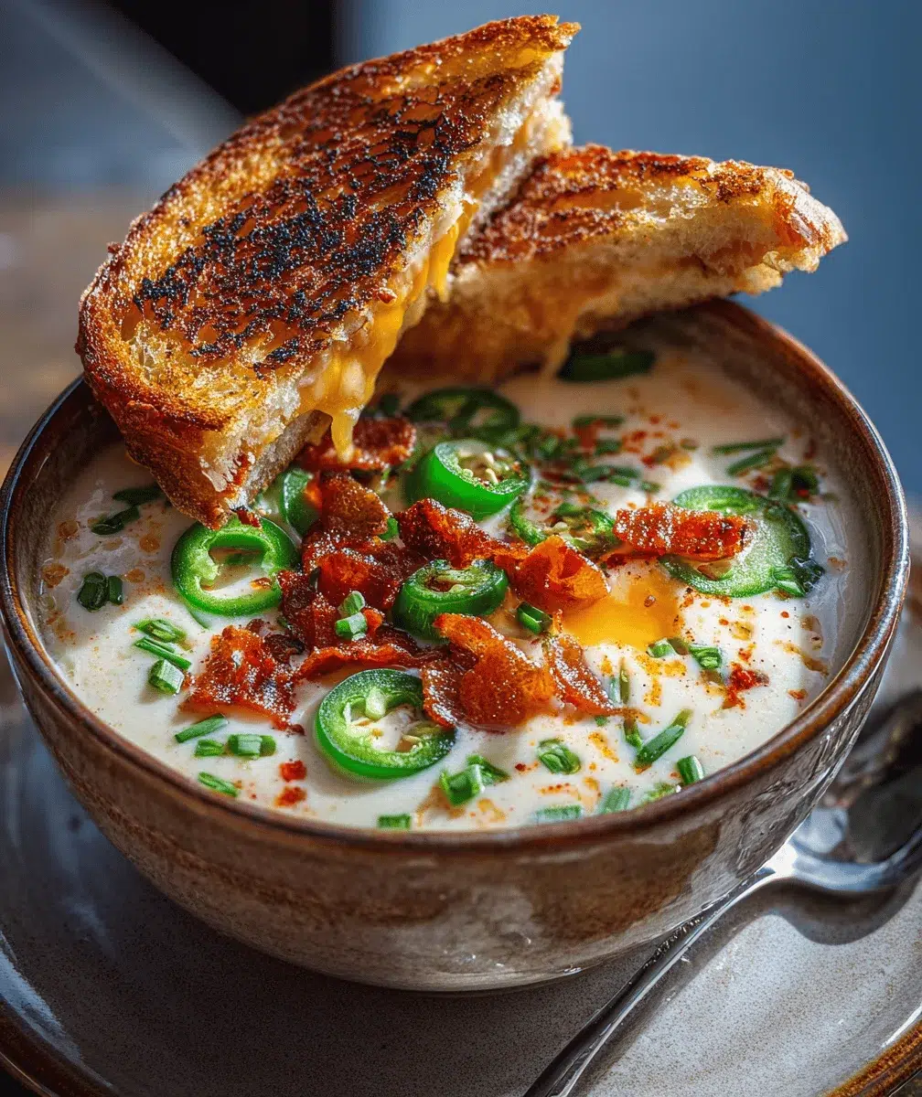 Jalapeño Popper Soup w/ Grilled Cheese - cooking process