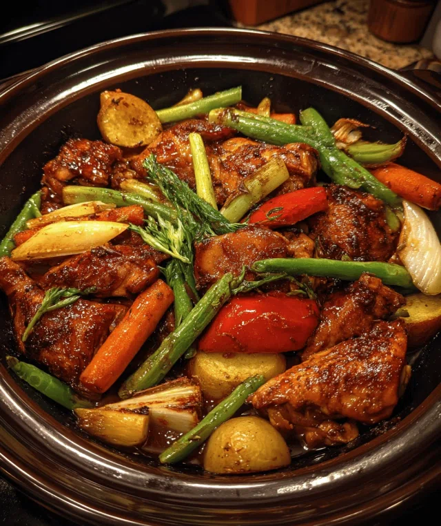 Slow Cooker Honey Garlic Chicken & Veggies