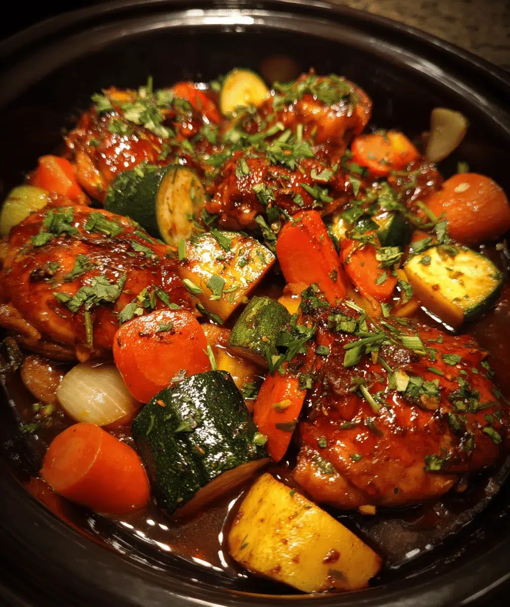 Slow Cooker Honey Garlic Chicken & Veggies
