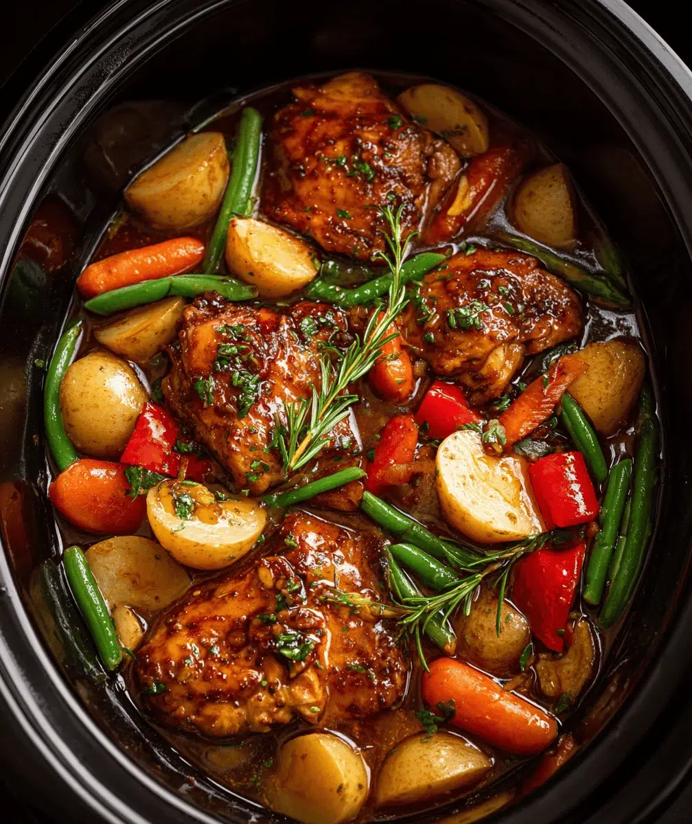 Slow Cooker Honey Garlic Chicken & Veggies - cooking process