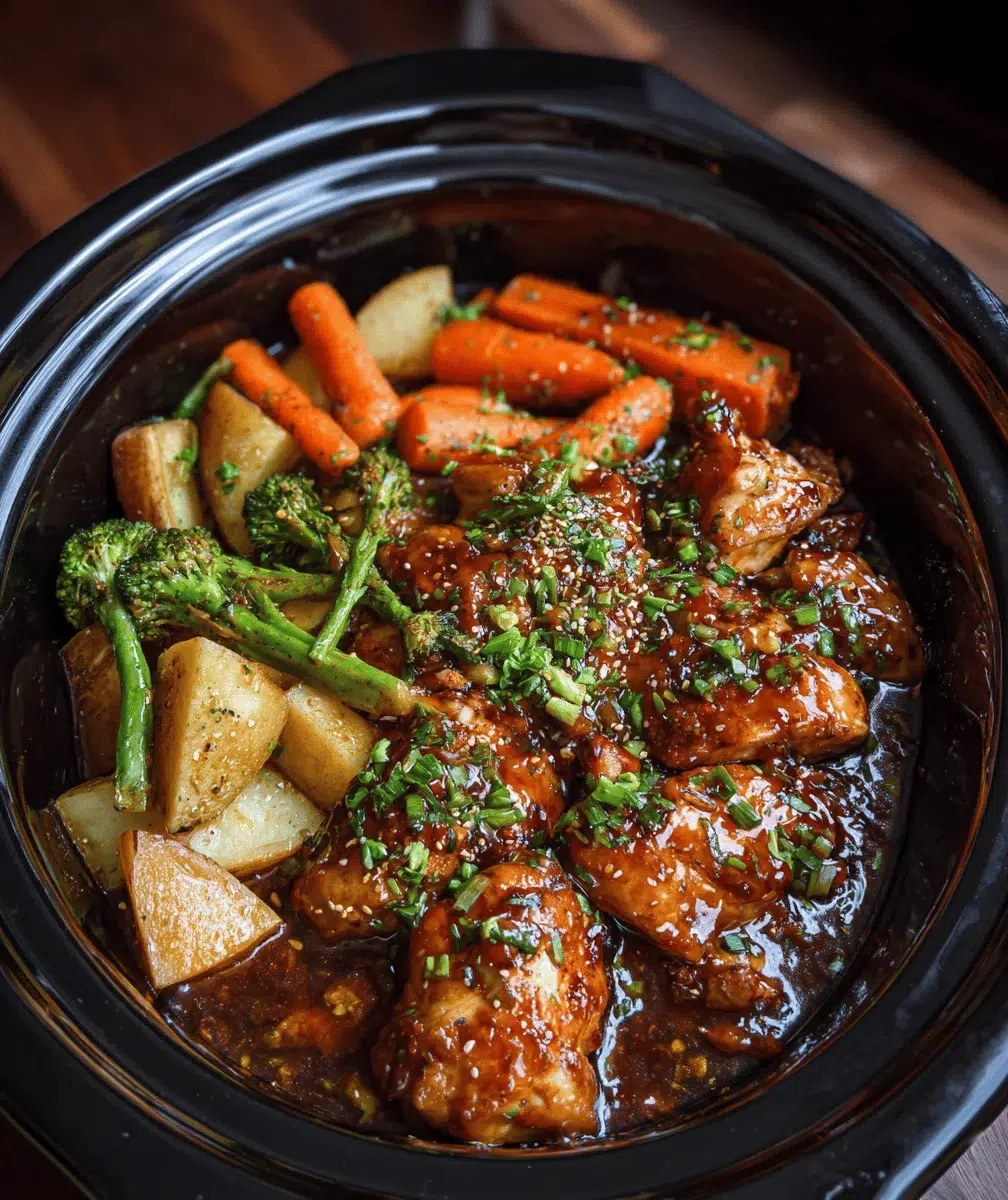Slow Cooker Honey Garlic Chicken & Veggies - final dish