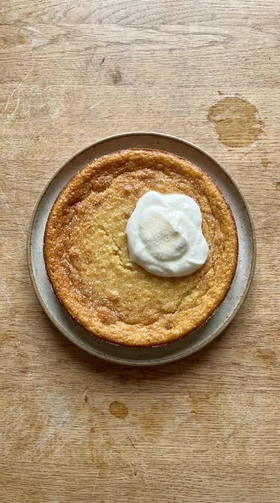 3 Ingredient Creamy Yogurt Cake – No Flour, Butter or Oil - cooking process