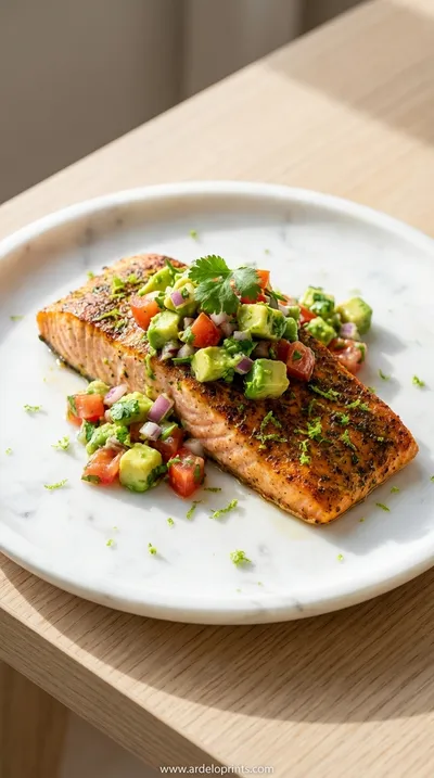Baked Cilantro Lime Salmon with Avocado Salsa