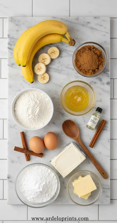Banana Bread Cinnamon Rolls with Cream Cheese Frosting - ingredients preparation