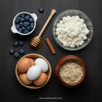 Blueberry Cottage Cheese Breakfast Bake Recipe - ingredients preparation