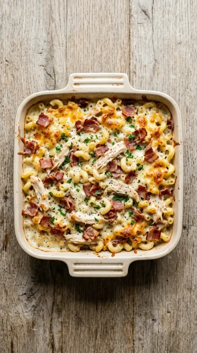 Chicken Turkey Bacon Ranch Pasta Casserole - cooking process
