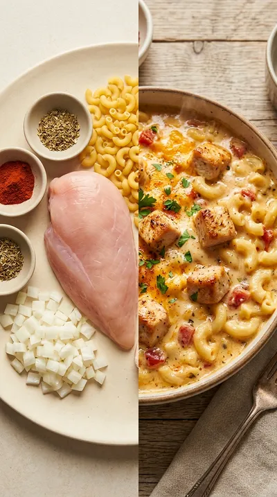 Cheesy Chicken Spaghetti Casserole - ready to serve
