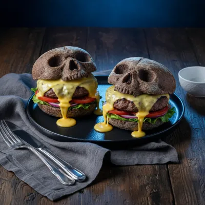 Cheeseburger Skulls: Spooky Halloween Dinner Recipe - ready to serve