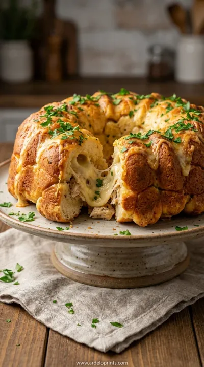 Cheesy Chicken Alfredo Monkey Bread Recipe - ready to serve