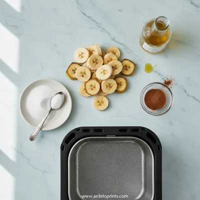 Cinnamon Sugar Air Fryer Banana Chips - ingredients preparation