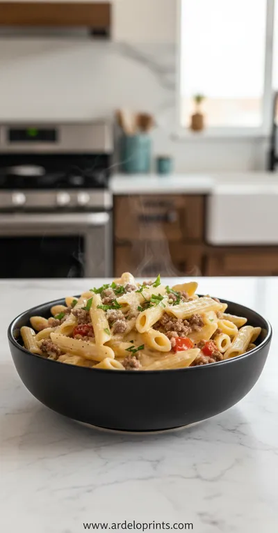 Creamy Rotel Pasta With Ground Beef