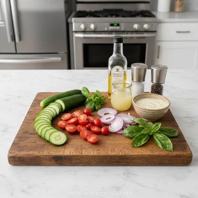 Cucumber Tomato Salad – Fresh Light Recipe - ingredients preparation