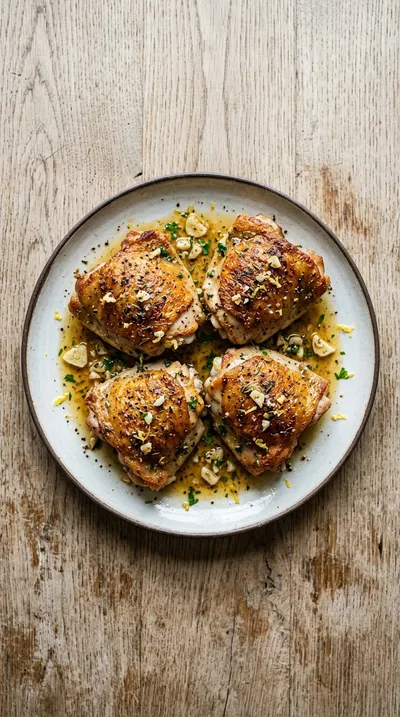 Crispy Skillet Chicken Thighs With Garlic Butter - cooking process