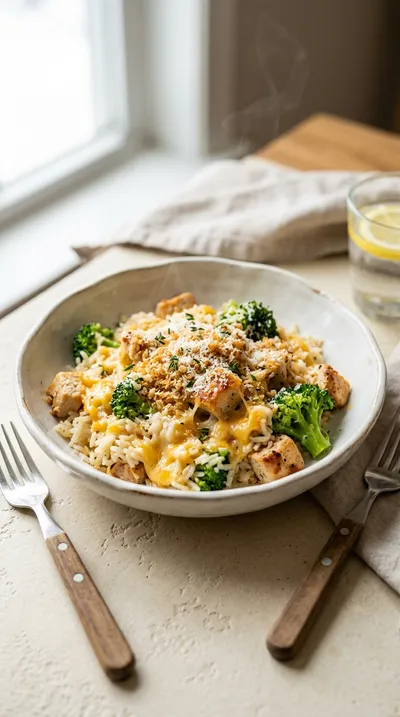 Cheesy Chicken Broccoli and Rice Casserole
