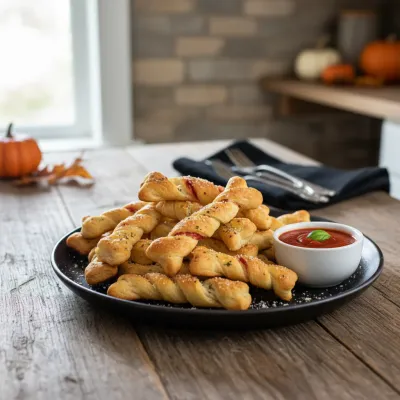 Easy Cheesy Halloween Breadstick Bones Recipe - ready to serve
