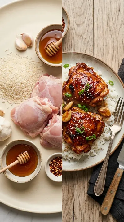 Sticky Honey Garlic Chicken Thighs - ready to serve