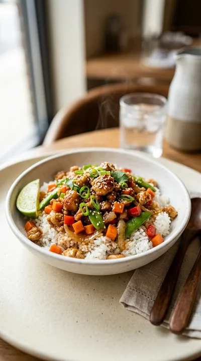 Ground Chicken Stir Fry Rice Bowls