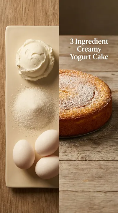3 Ingredient Creamy Yogurt Cake – No Flour, Butter or Oil - ready to serve