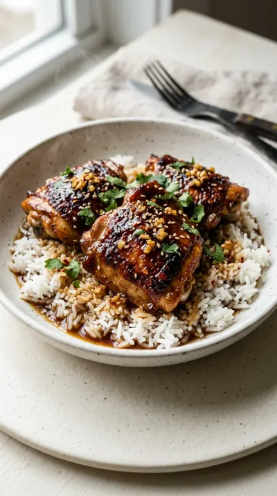 Sticky Honey Garlic Chicken Thighs