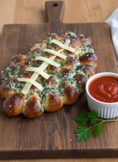 Football-Shaped Cheesy Stuffed Garlic Bread Rolls - ready to serve
