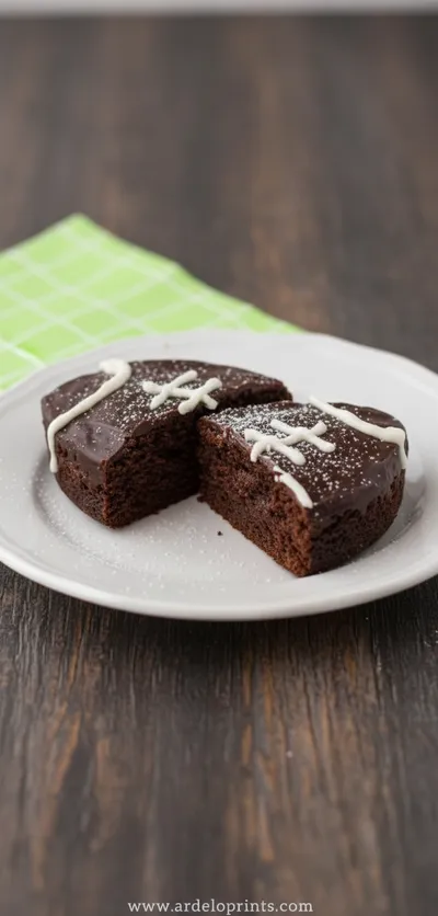 Fudgy Football Brownies Recipe For Game Day - ready to serve