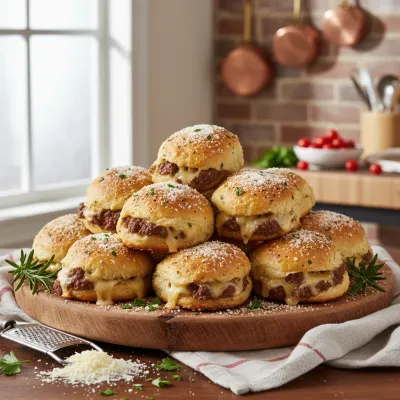 Garlic Parmesan Cheeseburger Bombs with melty cheese and a golden crust