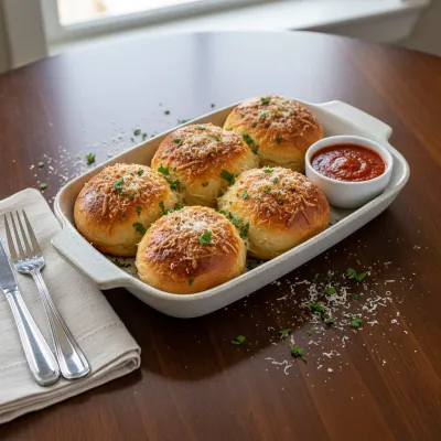 Garlic Parmesan Cheeseburger Bombs - ready to serve
