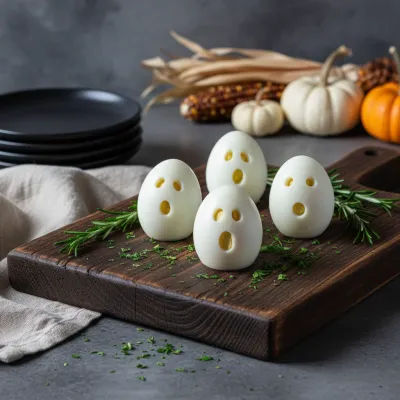 Ghost Hardboiled Eggs Recipe - ready to serve