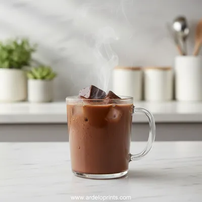Iced Hot Cocoa with Chocolate Ice Cubes