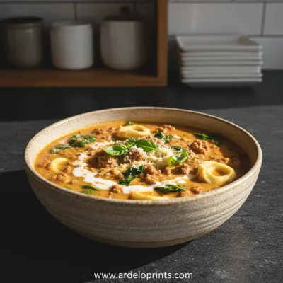 Crockpot Beef Sausage & Tortellini Soup
