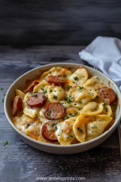 Crockpot Pierogi Casserole with Beef Sausage