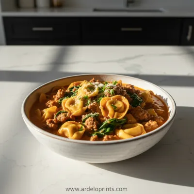 Crockpot Tortellini Soup with Beef Sausage