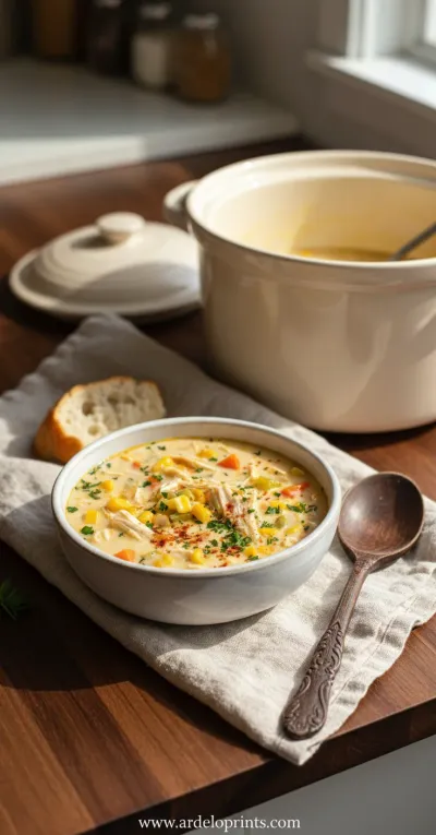 Crockpot Chicken Corn Chowder: Easy Recipe - ready to serve