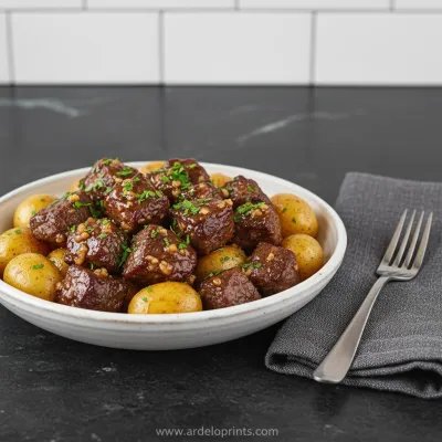 Slow Cooker Garlic Butter Beef Bites Recipe - ready to serve