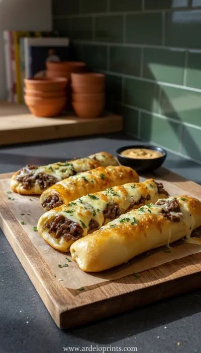 Philly Cheesesteak Breadsticks Recipe - ready to serve