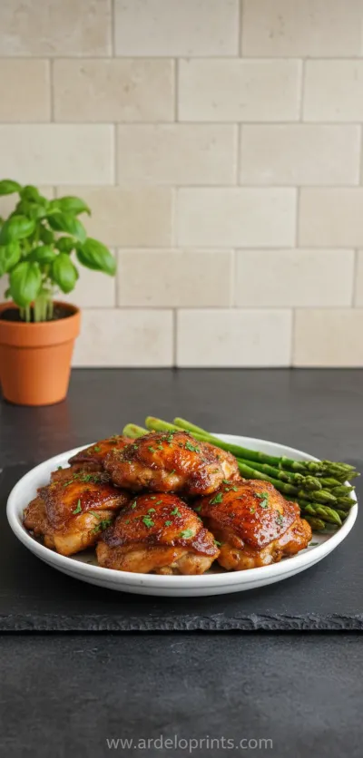Crock Pot Chicken Thighs with Garlic Honey Glaze - ready to serve