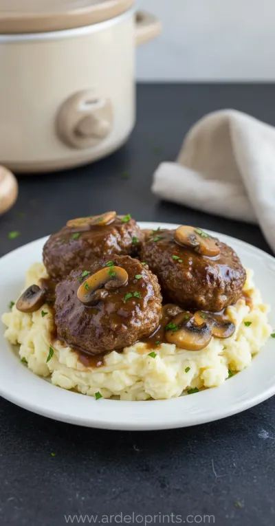 Slow Cooker Salisbury Steak: Easy Dinner Recipe - ready to serve